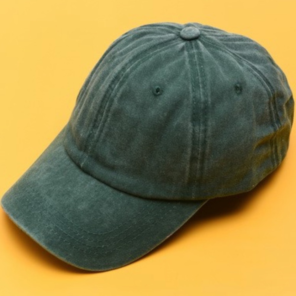 CLASSIC PLAIN VINTAGE WASHED BASEBALL CAP in Washed Hunter Green
